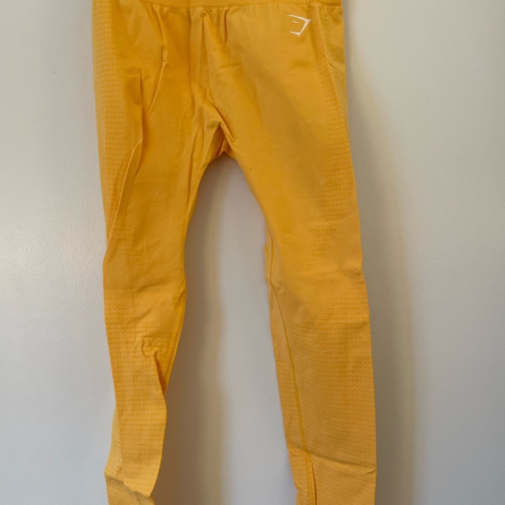 Gymshark Yellow Leggings with Elastic Waistband and Cuffs
